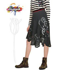 Desigual Black Embroidered Skirt